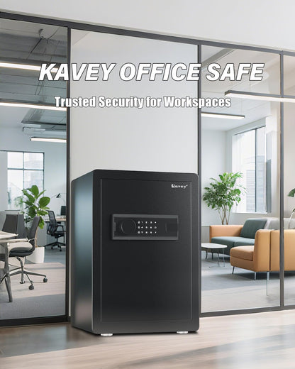 Kavey 2.5 Cub Safe Box, Large Home Safe with Fireproof Waterproof Bag, Security Safes with Backlit Touch Screen Keypad, Dual Alarm System and Mute Function for Home Office 13"D x 14.96"W x 21.65"H