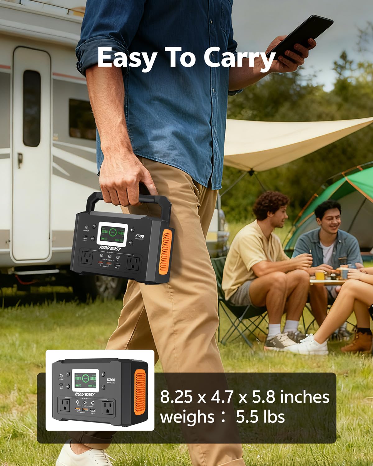 HOWEASY Portable Power Station 300W, 222Wh Solar Generator with 110V Pure Sine Wave AC Outlet & 65W USB-C Fast Charge for Camping, CPAP, Home Emergency, Travel(Solar Panel Not Included)