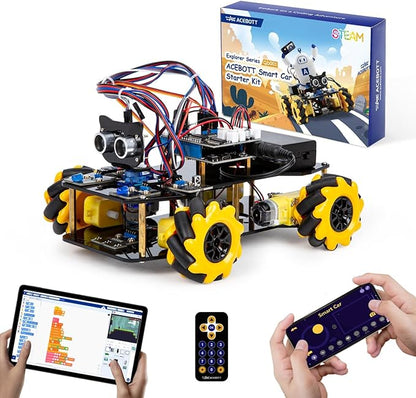 ACEBOTT Robot Kit Robotics for Kids Ages 8-12 12-16 STEM Toys for Boys with Remote &amp App Control Arduino &amp Scratch Compatible Science Kits for Kids Age 8-12 12-16 for Boys &amp Girls(Yel