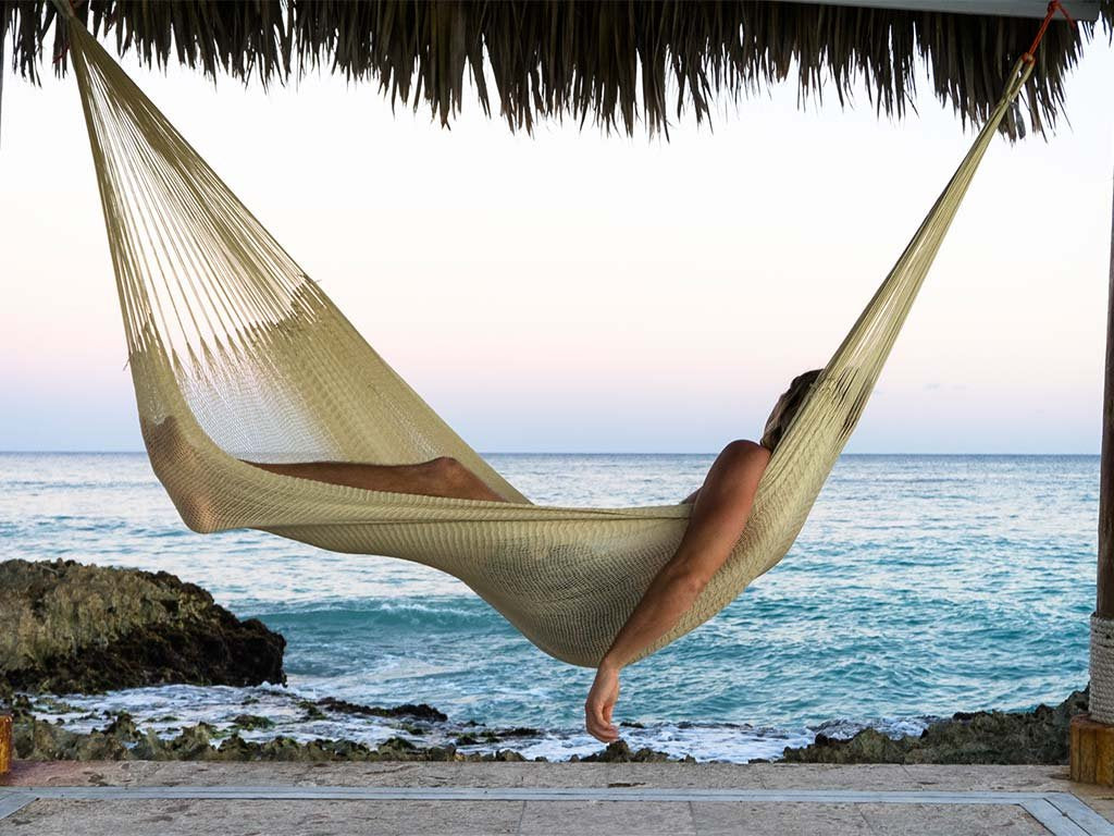 Handwoven Hammock by Yellow Leaf Hammocks - Double Size, Fits 1-2 PPL, 400lb max - Weathersafe, Super Strong, Easy to Hang, Ultra Soft, Artisan Made - Color: Natural Khaki