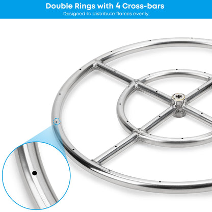 Stanbroil LP Propane Gas Fire Pit Stainless Steel Burner Ring Installation Kit, 18-inch