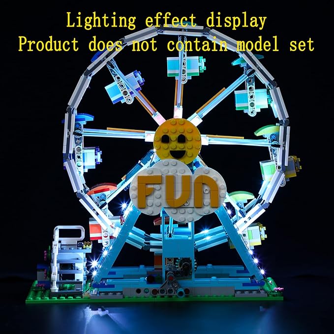 LED Light Kit (Remote Control) Compatible with Lego Ferris Wheel - Lighting Set for Creator 31119 (Model Set Not Included)