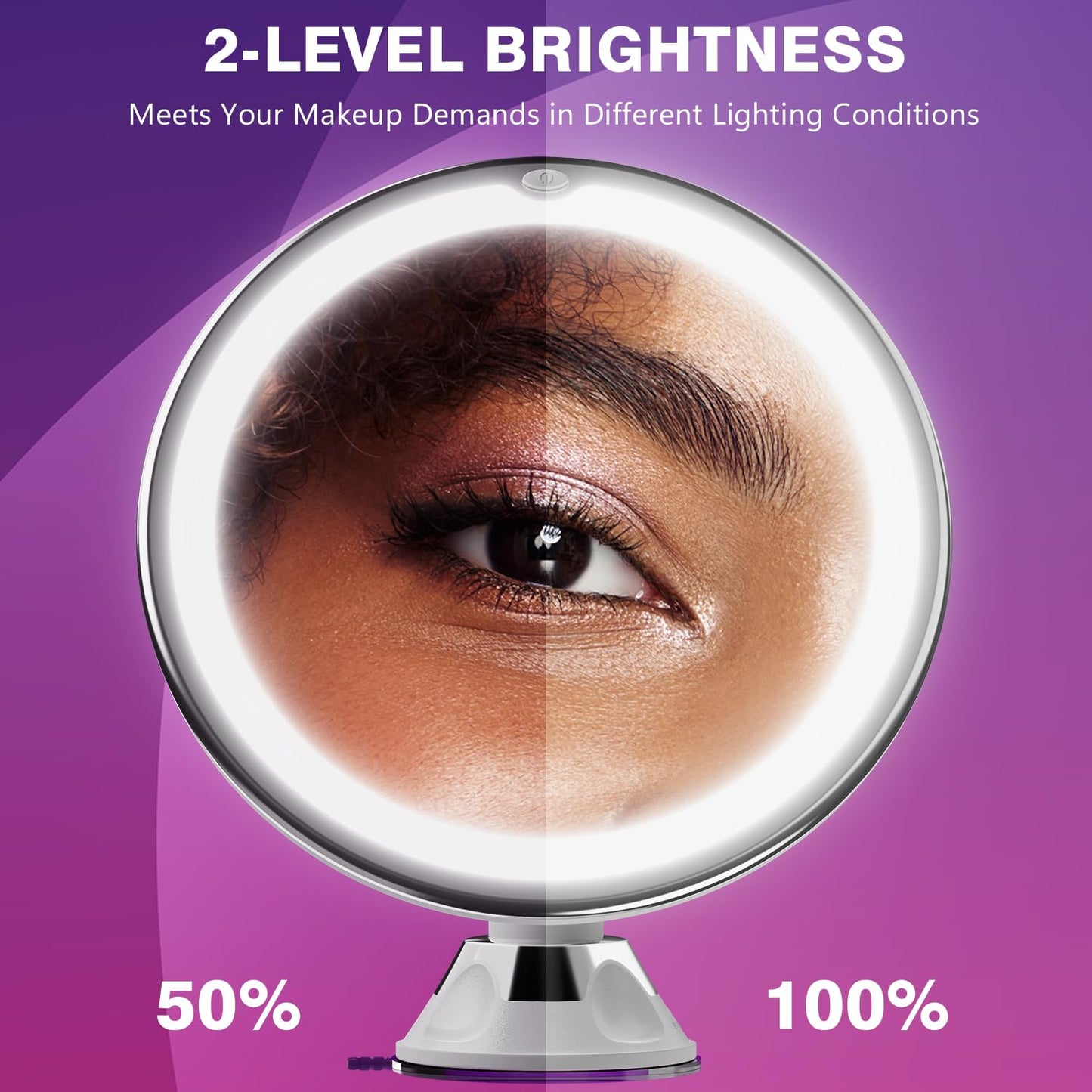 Auxmir 2025 Upgraded 30X Magnifying Mirror with Light, Makeup Mirror with 2-Level Lights, Vanity Mirror with Power Suction Cup and Tweezers, 360° Swivel, Portable Bathroom Mirror for Home Travel