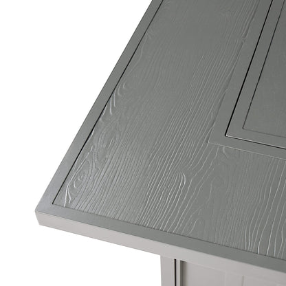 Square 42 in. x 42 in. Aluminum Propane Fire Pit Table with Glass Beads, Two Covers, Lid, 57,000 BTUs in Grey Finish