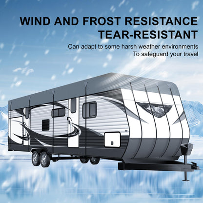 Heavy Duty RV Roof Cover - Waterproof Top Tarp Roof Only for Travel Trailer, 5th Wheel, Truck Camper & Class A B C Motorhome, Winter UV Snow Weather Protection, Gray, 27.9 x 12.5ft