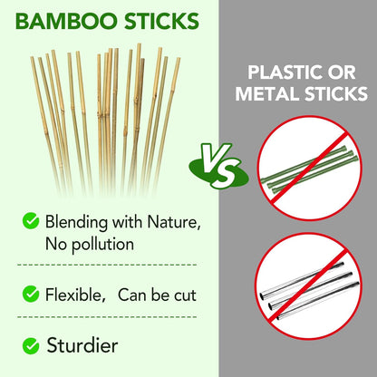 Bamboo Garden Stakes by [Brand Name] - 70 Pcs Natural 5 Feet Plant Support for Tomatoes, Beans & Climbing Plants