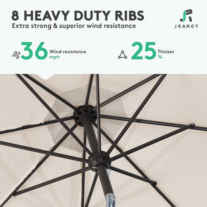 JEAREY 9FT Outdoor Patio Umbrella - UV Protection & Waterproof with Push Button Tilt | Cream Beige