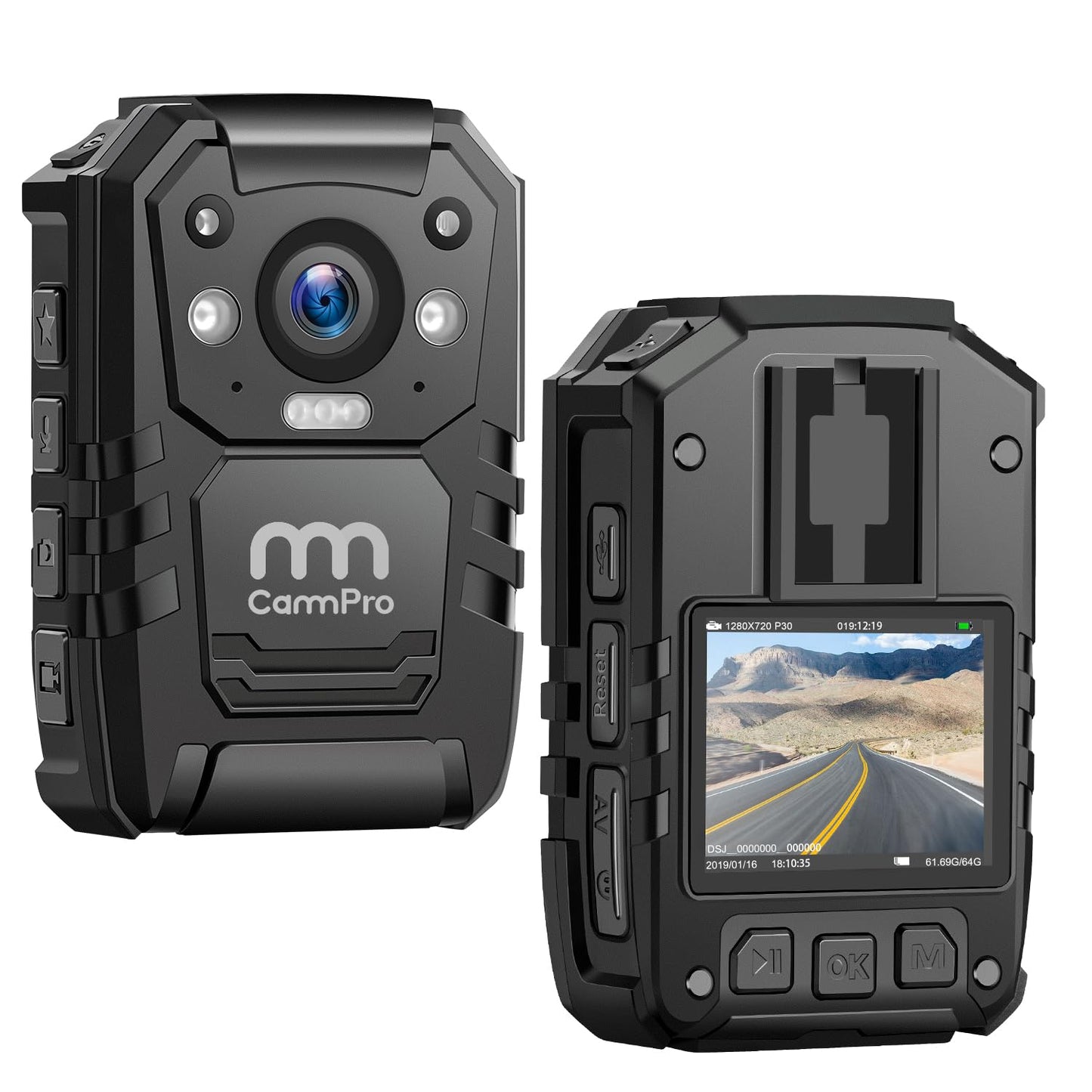 CammPro I826 HD Police Body Camera,128G Memory,Waterproof Premium Portable Body Worn Camera with Audio Recording Wearable,Night Vision,GPS for Law Enforcement (1440P)
