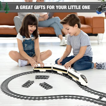 Classic City Train Tracks 54 Pieces Railroad Track with 32 Curved 20 Straight and 2 Switch Train Tracks Train Expansion Accessories Compatible with All Major Train Tracks