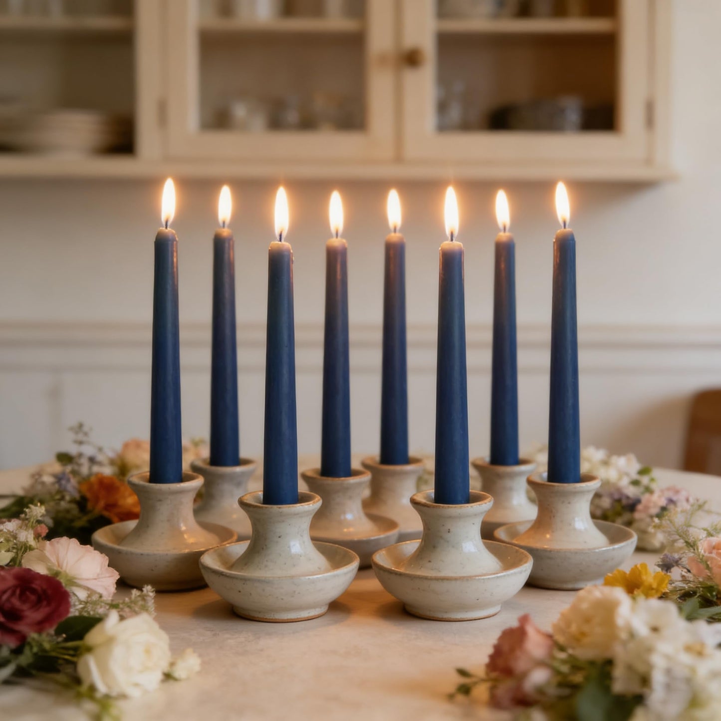 8 Pack 10 Inch Navy-Blue Smooth Taper Candle Set, 7/8 Inch Unscented Driples Candlesticks for Home Decoration, 6-7 Hours Burn