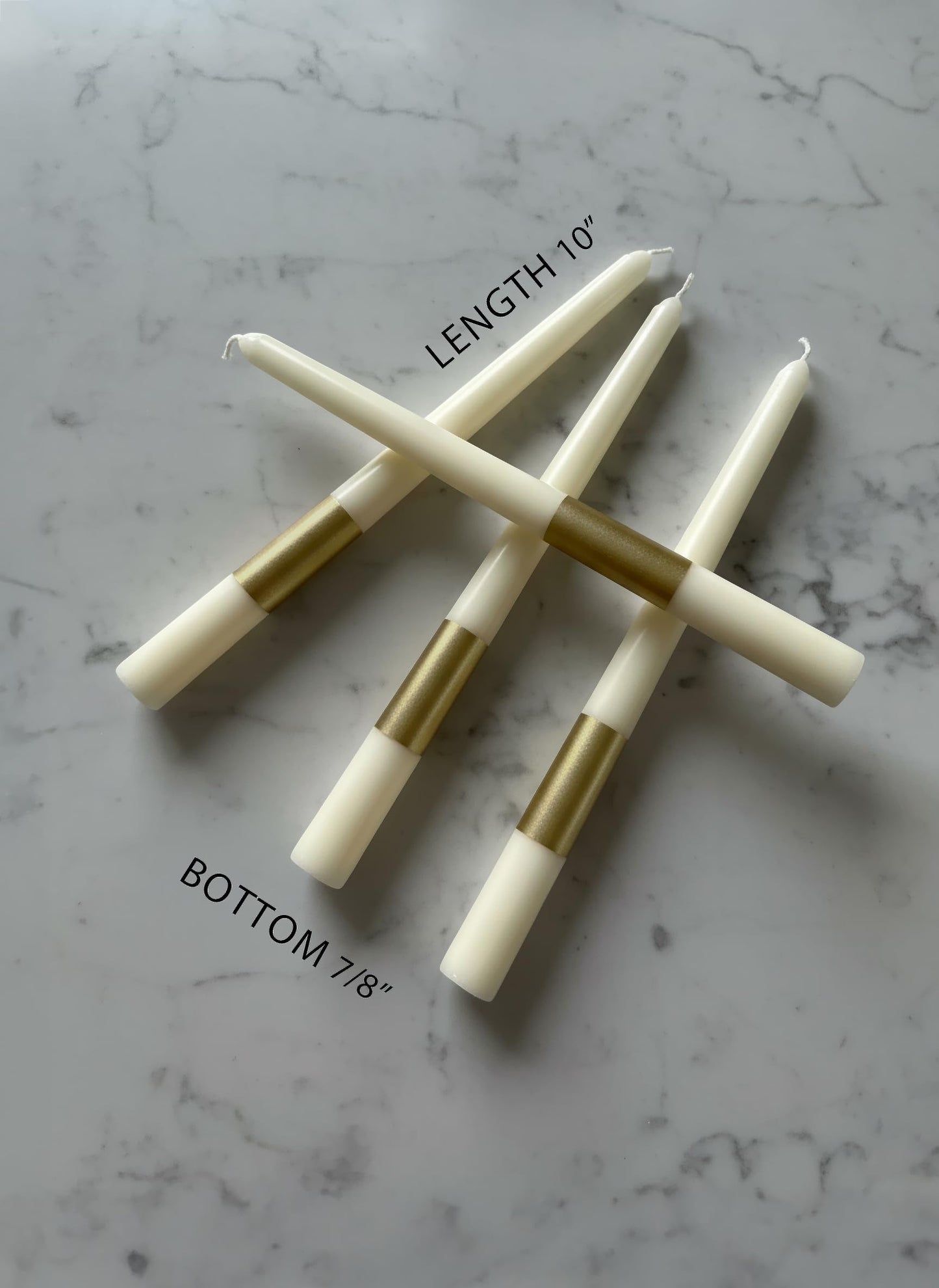 Homeology 10" Classic Taper Candles, Gold Stripe, Ivory, 12-Pack, 7-8 Hours Long Burning, Unscented Tall Candlesticks