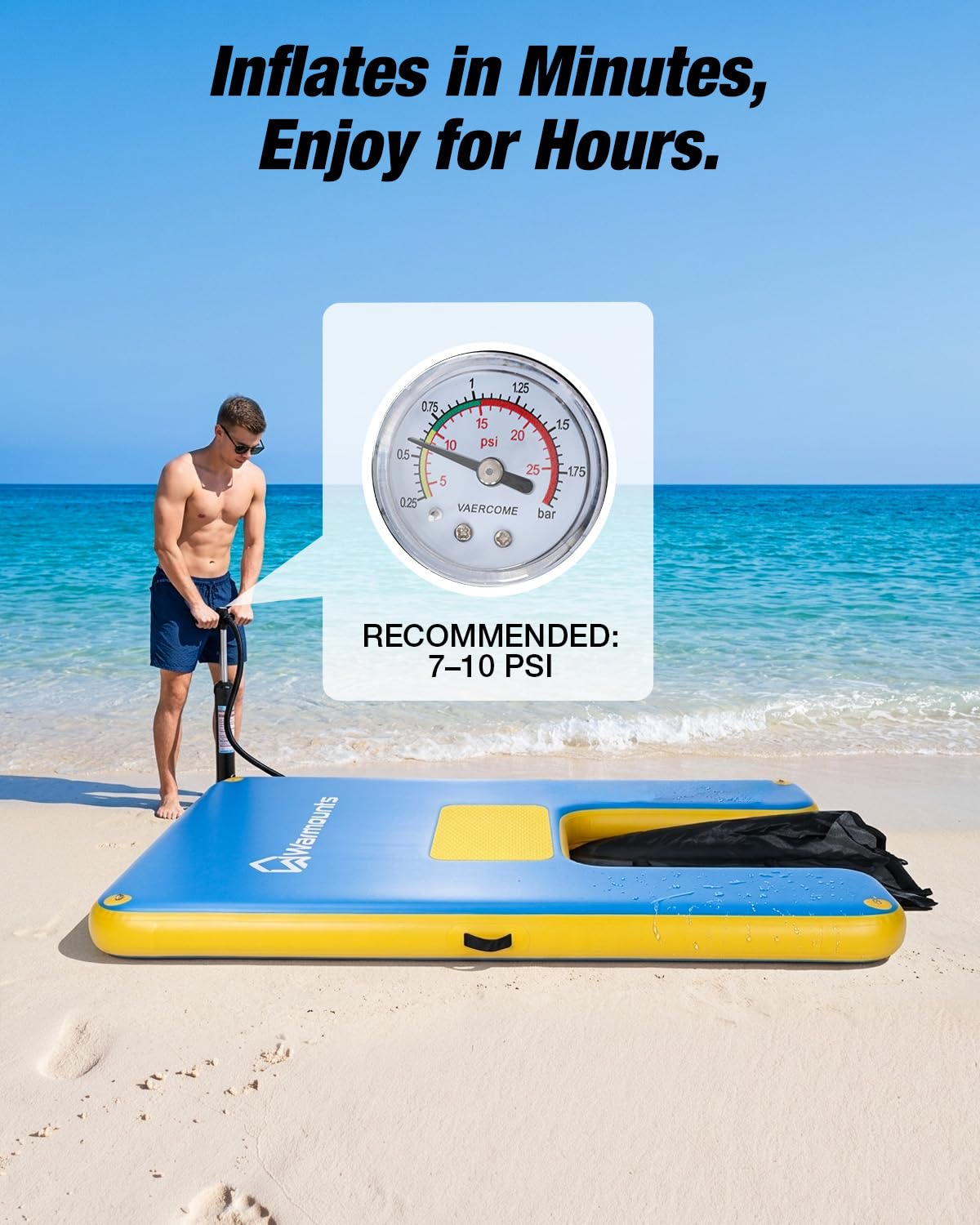 Inflatable Floating Dock with Dog Boat Ramp, Non-Slip Water Hammock, 700lbs Capacity Floating Mat Raft River Lake Pool Ocean Floats for Adults Dogs, Includes Pump Bag Traction Rope
