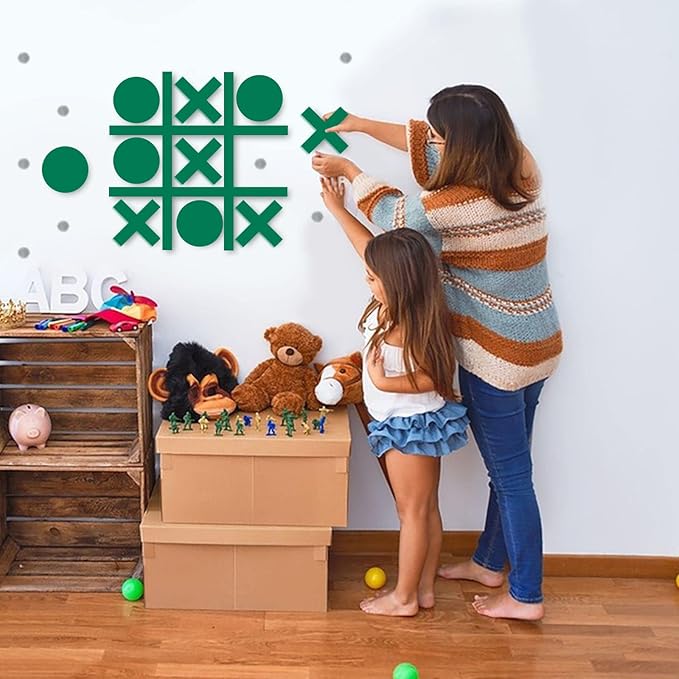 Magnetic Tic Tac Toe Wall-Mount GameGame Room DecorModern Wall Decals for Kids RoomClassroom&ampOfficesBest Gift for Family Friends (Green)