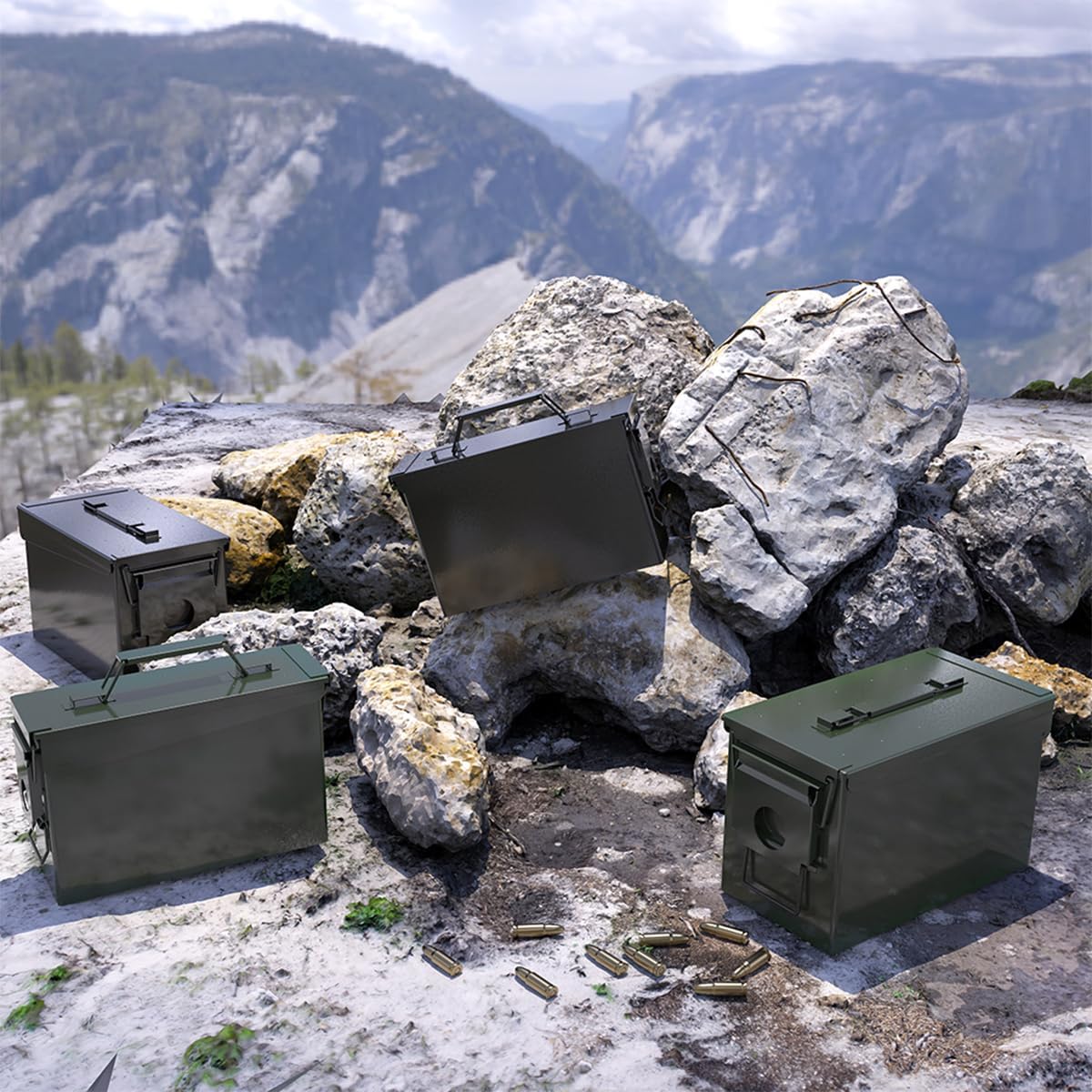 PATRON 30 50 Cal Ammo Can Metal 9mm Ammo Box Storage Crate Case for Shotgun Bullet Rifle Nerf Ammunition Waterproof Case-Gard Organizer Suit (30Cal ×4+50 Cal ×4)(Green-8pcs)