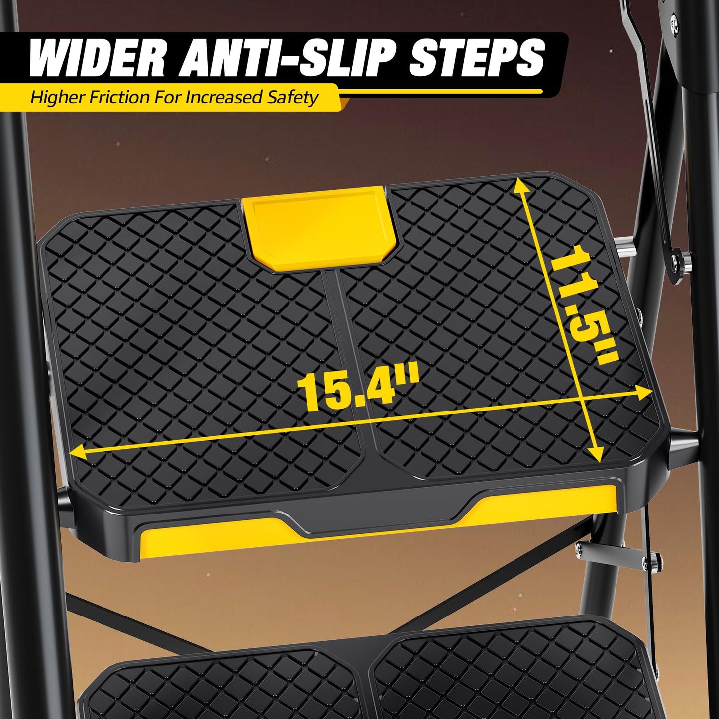 Urackify 6 Step Ladder with Tool Platform, Folding Step Stool with Handrails, Sturdy Steel Ladder with Wide Pedal, 800 LBS Portable Safety Ladder for Painting Home Outdoor Garage