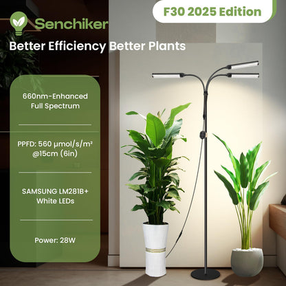 Large Plant Lights for Indoor growing 24V, 660nm-Enhanced Full Spectrum, LM281B+ LED Grow Light, Plant Light with Timer & Dimming, Adjustable Height 22–70in, 9.8in Base, 28W, 560μmol/s/m²@6in