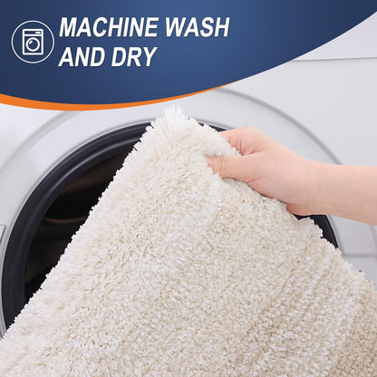 OLANLY Small Bathroom Rugs - Extra Soft Microfiber Mat 24x16 | Quick Dry & Washable, Light Beige