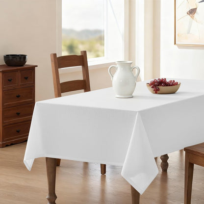 White Linen Tablecloth Rectangular 55 x 84 Modern Elegant Cotton Cloth Texured White Table Cloth for Rectangle Table Washable Fabric Tablecloth for Dining Wedding Banquet Party Thanksgiving Decor