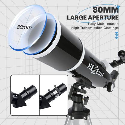 Koolpte Telescope for Adults & Beginner Astronomers - 80mm Aperture 600mm Fully Multi-Coated High Transmission Coatings with AZ Mount Tripod Phone Adapter, Carrying Bag, Wireless Control.