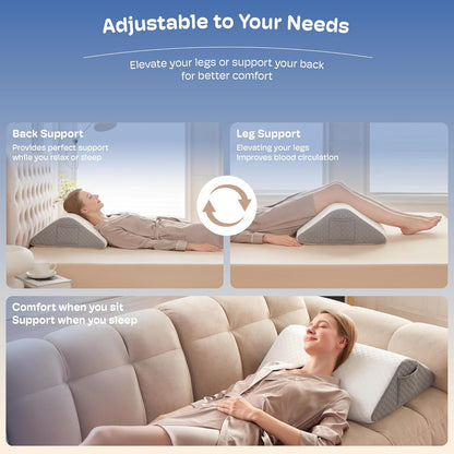 Simpledad Triangle Wedge Pillow - Cooling Memory Foam for Acid Reflux & Back Pain Relief | Ideal for Sleeping & Support