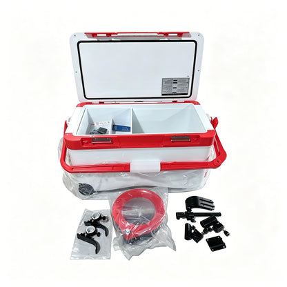 38QT Fishing Seat Box, Outdoor Insulated Cooler with Adjustable Elevating Legs & Drain Plug, Heavy Duty Portable Seat for Uneven Ground, Suitable for Fishing, Camping, Picnics, Outdoor Activities