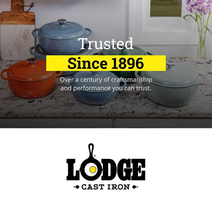 Lodge Essential Enamel Cast Iron Dutch Oven 6 Quarts - Perfect for Bread Baking, Braising, Marinating & Slow Cooking, Features Moisture-Sealing Lid & Dual Handles, Kitchen Essentials, Avocado