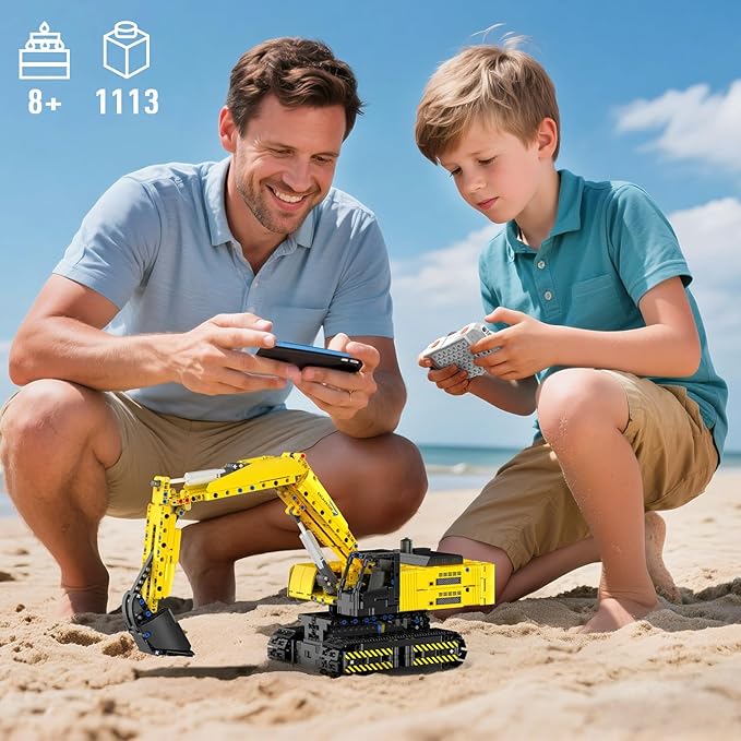 Mould King RC Excavator Building Sets 15061 Construction Engineering Model Kits with APP Remote Control Building Kits MOC Construction Vehicles Sets for Adult(1113PCS)
