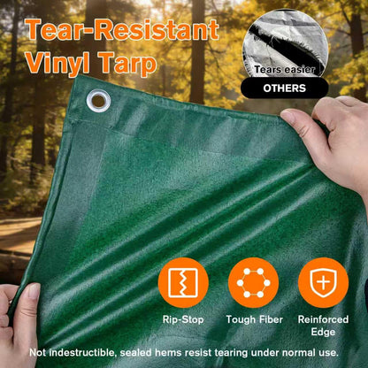 NORSGATEN 22 Mil Heavy Duty Vinyl Tarp,12x20 FT Fully Waterproof Reversible Poly Tarp with Metal Grommets, All-Weather Fade Resistant Outdoor Cover for Equipment, Truck, Roof & Woodpile,Garden Plants