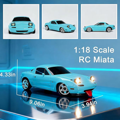 Skymaker 1/18 RC Drift Car with 3 Batteries Mazda MX-5 Miata 2.4GHz LDRC 1804 RWD Drifting Adults with ESP Gyro Pop-up Light (Blue)
