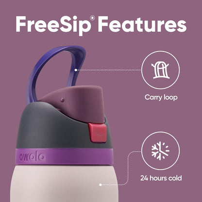 Owala FreeSip Insulated Stainless Steel Water Bottle - 24 Oz with Anti-Slip Silicone Boot | Black
