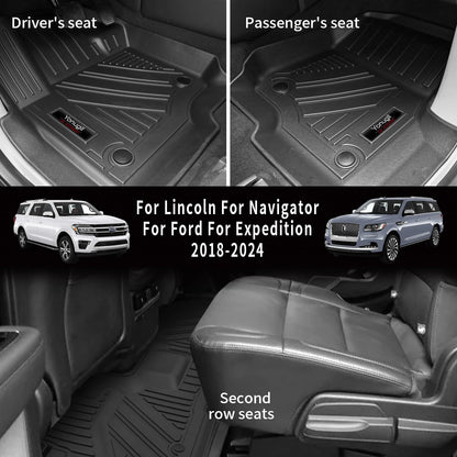 for 2018-2024 Ford Expedition/Lincoln Navigator 7 Seater Floor Mats 3 Row Trunk Cargo Liners Backrest Mat Full Set All Weather TPE Protection Mat Accessories (Only for 7 Seat,Not for MAX Or L)