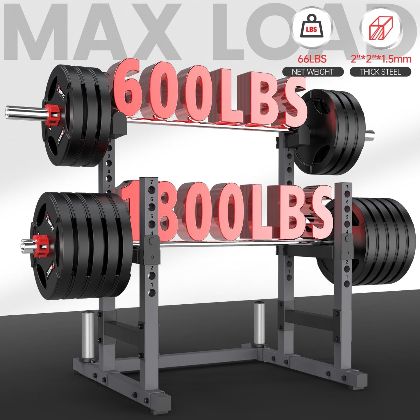 PASYOU Adjustable Squat Power Rack, Multifunction Squat Rack Heavy-Duty Stand, Weight Rack Stand, Push Up Strength Training Dumbbell Rack for Home Gym Equipment, Weight Benches, Max Load 1800 LBS