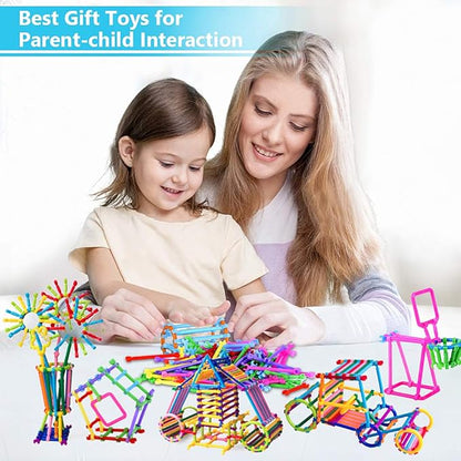 Juboury 1054Pcs Building Toy Building Blocks Bars Different Shape Educational Construction Engineering Set 3D Puzzle Interlocking Creative Connecting Kit Great STEM Toy for Both Boys and Girls