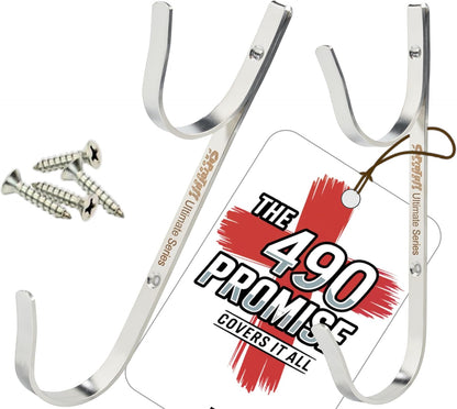 ProTuff Pool Pole Hanger Set - 2 Pack of Rust-Proof Stainless Steel Hooks - Easy Install for Poles, Nets & Skimmers