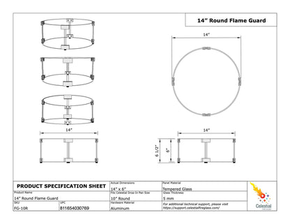 Celestial 14" Round Wind Guard for Gas Fire Pits