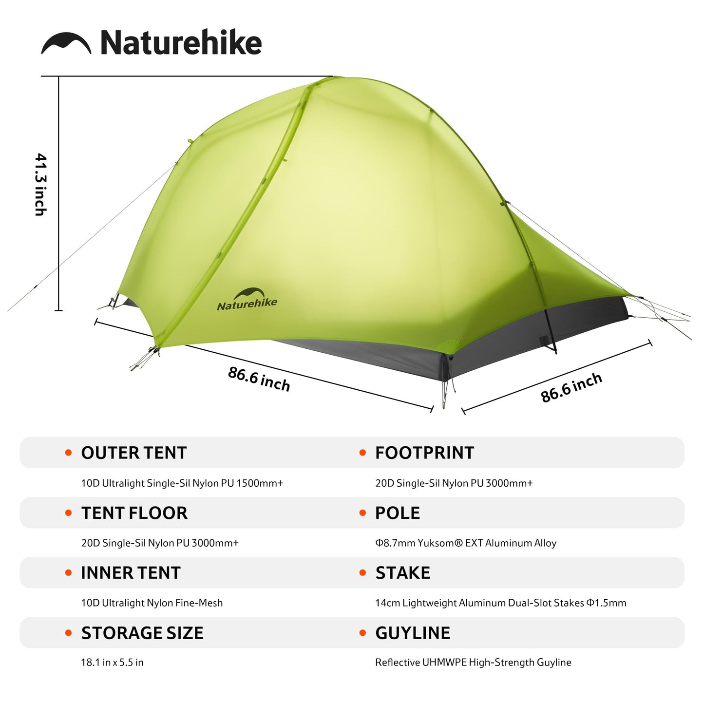 Naturehike Star Trail Ultralight Backpacking Tent, 2.3lb One Person Tent, 2.76 lb 2 Person Tents for Camping
