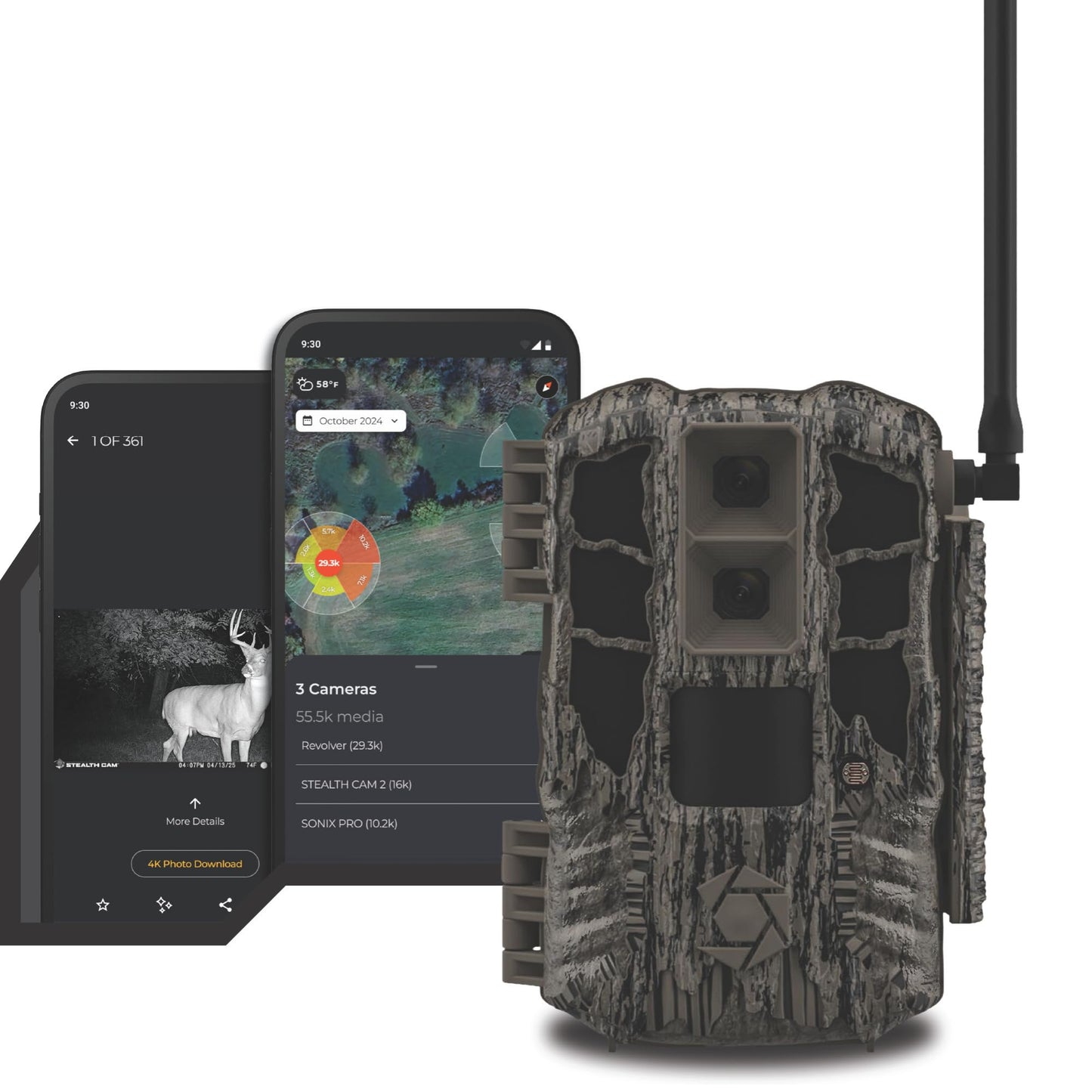 Stealth Cam Spectre 4K Pro Dual-Core Cellular Trail Camera – 56MP Photos – 4K Ultra HD Video w/Audio – AI Detection w/Rack Alert – PIR Zone Control – Dual Image Sensors – 32GB Memory – Command App
