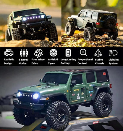 1/18 RC Crawler RC Jeep Remote Control Truck Off Road RC Rock Crawler 4x4 RTR All Terrain 370 Brushed Motor 2.4GHz Fully Proportional 3 Range Speed Upgrade Chassis Model Hobby Toy for Adult
