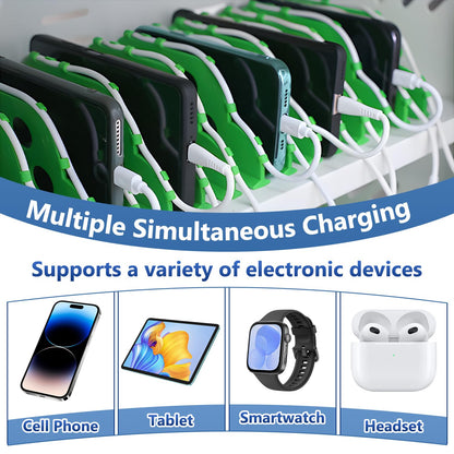 zyiesrsq Mobile Charging Cabinet for Cell Phone, 50 Device Charging Station, USB Charging Cart Locker, with Wheels & Combination Lock, Secure Phone Storage Cabinet (50Slots)