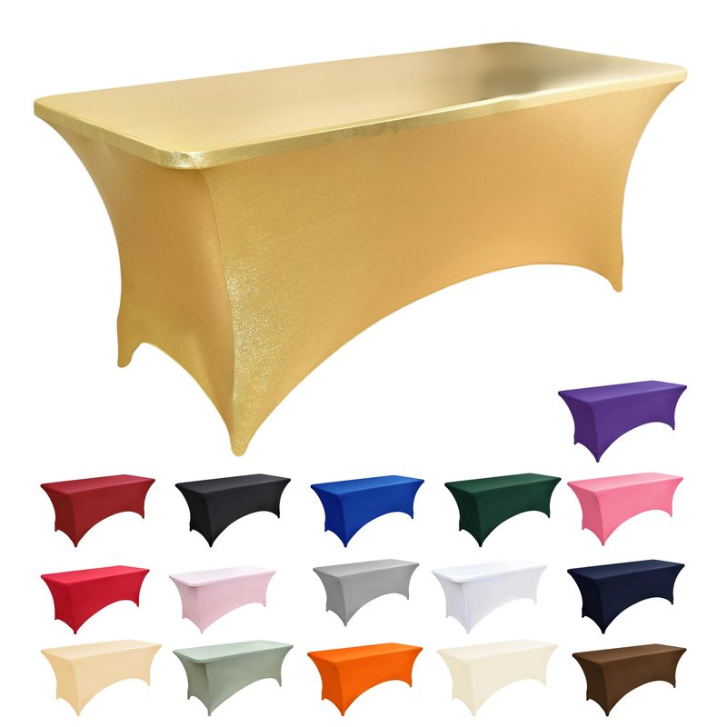 ZarzaaSik 6-Pack 6ft Spandex Table Covers for Rectangle Standard Folding Tables - Wrinkle Resistant Stretch Tablecloths - Ultimate Fitted Table Protector for Parties, Trade Shows, Wedding