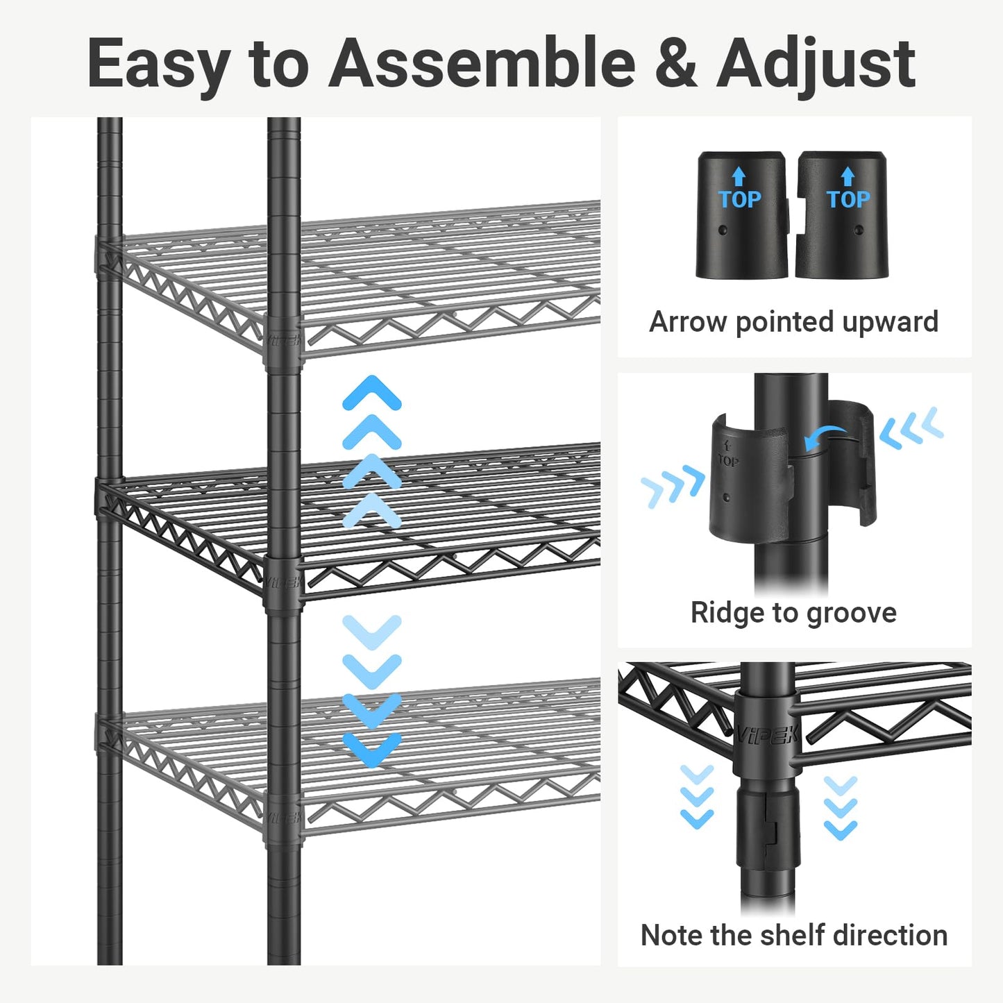 VIPEK L4 Clothes Rack L Shaped Garment Rack for Corner, 810lbs Heavy Duty Portable Closet Metal Clothing Rack, Adjustable Shelving/Sturdy Hanging Rods/Side Hooks, Black