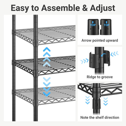 VIPEK X20 Expandable Metal Clothing Rack Adjustable from 3'3" to 4'8" Heavy Duty Garment Racks with Adjustable Shelves and Hanger Rods Portable Wardrobe Open Closet Rack System, Black
