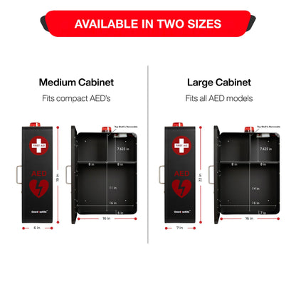 OVERDOSE KITS Emergency Medical Station – Wall Mount Cabinet for AEDs, Naloxone, Bleeding Control & First Aid Kits – Public Space Storage Solution – Black, Medium (AED & Accessories Not Included)