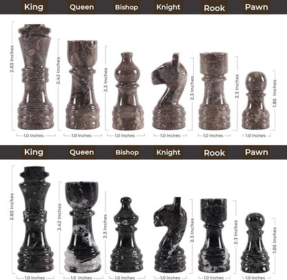 Marble Chess Set for Adults with Complementary Storage Box 15 Oceanic &amp Black Handmade Chess Board Game with 2 Extra Queens Unique Gift &amp Home Décor