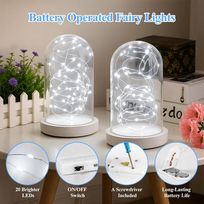 Lakumu 12-Pack Fairy Lights | Battery Operated 7FT Silver Wire LED String Lights for DIY Decor