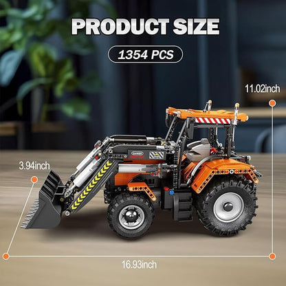 Reobrix Loading Tractor Building Blocks Sets for Adults Remote Control Bulldozer Building Model Kit Excavator Engineering Building Toys for Adult (22024)