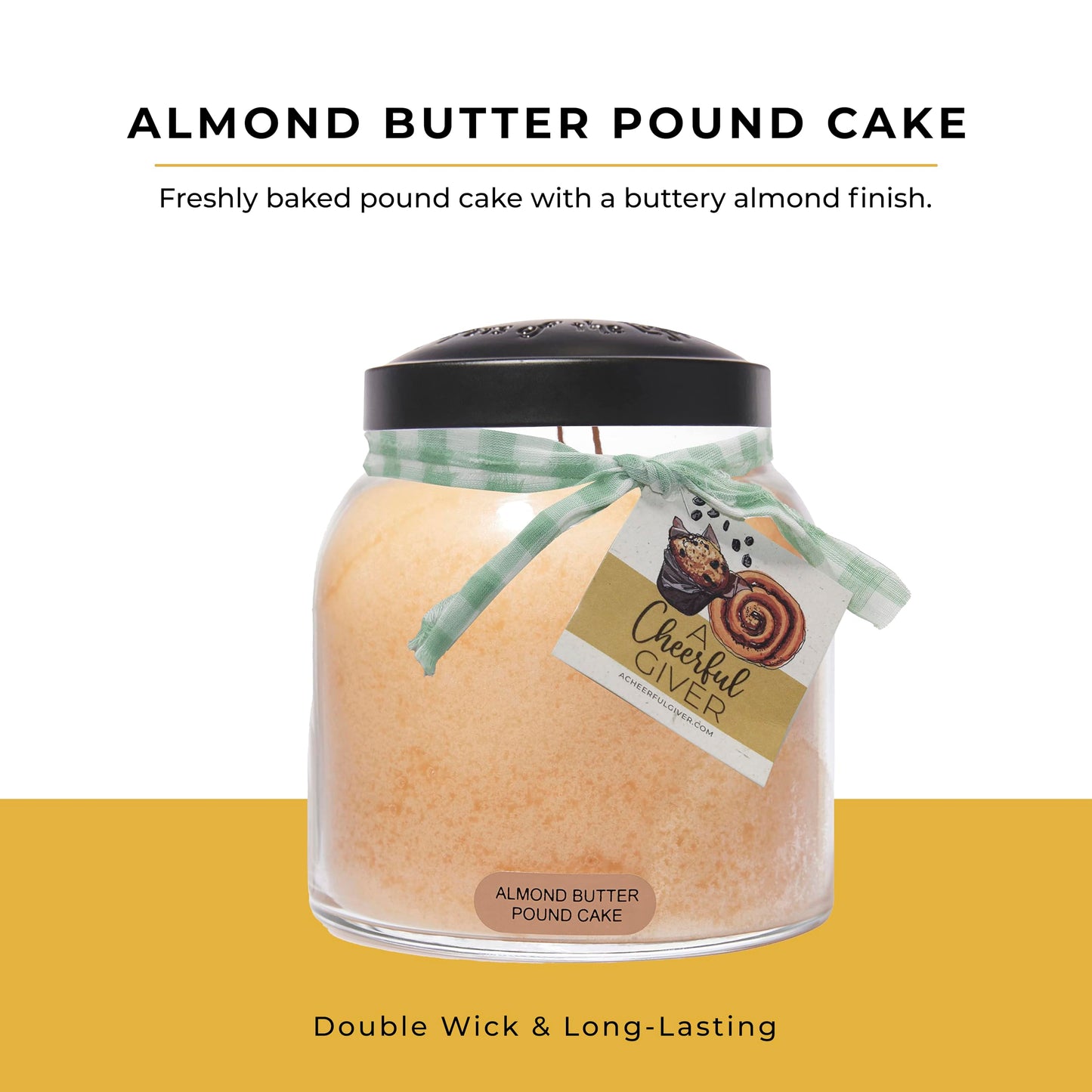 A Cheerful Giver - Almond Butter Pound Cake - 34oz Papa Scented Candle Jar with Lid - Keepers of the Light - 155 Hours of Burn Time, Gift for Women, Brown