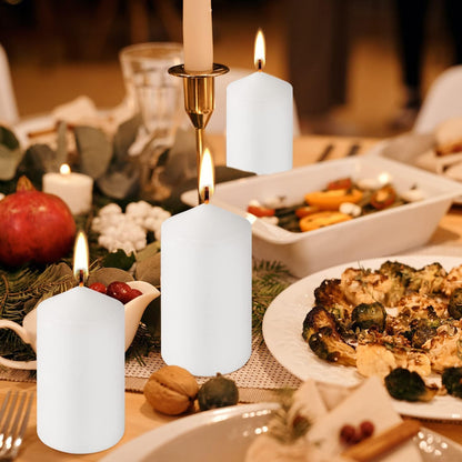 YOROXRG 2"x4" High White Pillar Candles, Set of 20 Unscented. Bulk Buy. Ideal for Halloween, Wedding, Emergency Lanterns, Household, Wedding and Home Décor Candlesticks