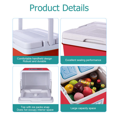 11/17/28 Qt Insulated Portable Cooler Leak-Proof Ice Chest Lunch Box Hard Coolers with Ice Packs for BBQ, Camping, Pincnic-Red