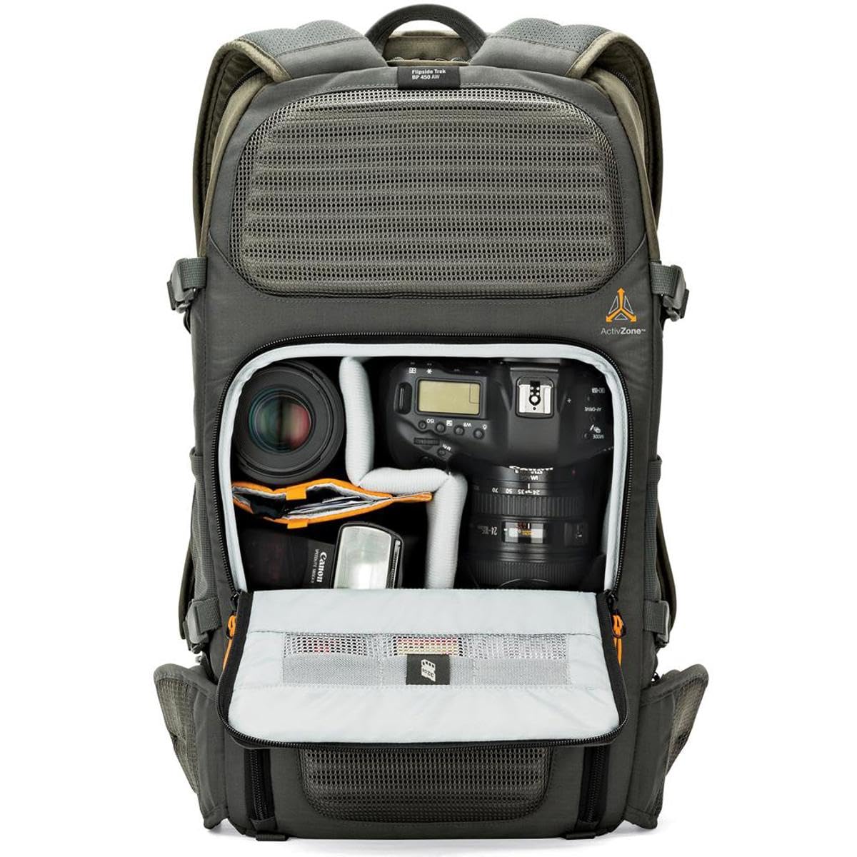 Lowepro LP37016-PWW Flipside Trek BP 450 AW Backpack for Camera, Grey/Dark Green